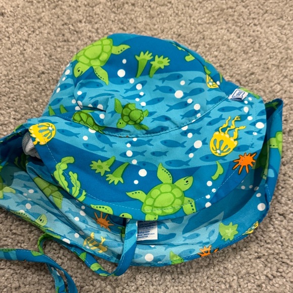 i play. Kids Swim Sun Hat - Blue with Green Turtle Print - Picture 3 of 4